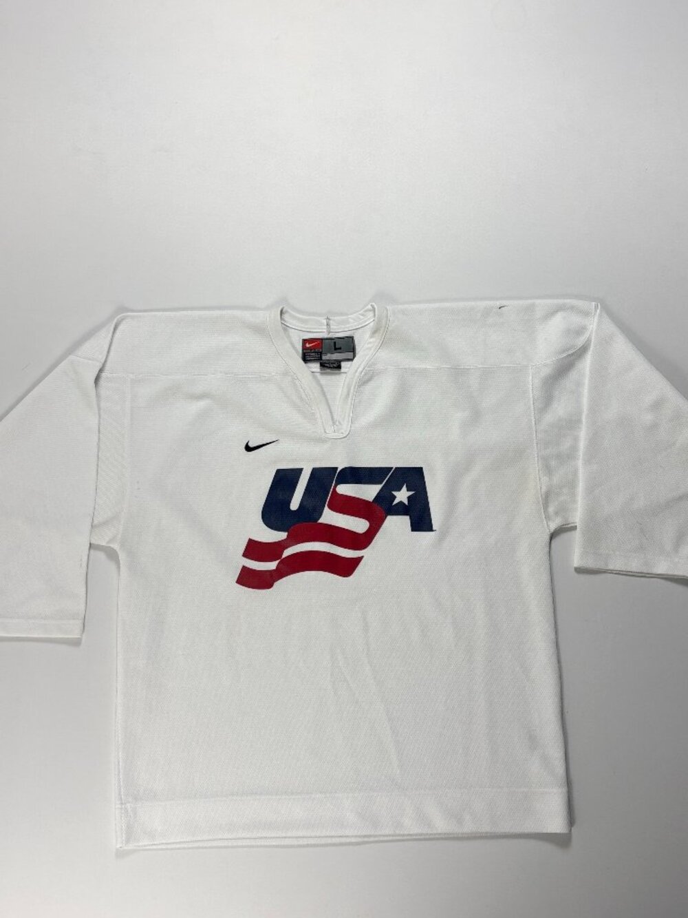 Vintage Team USA Nike Mens Hockey Jersey White Sz L Olympics America